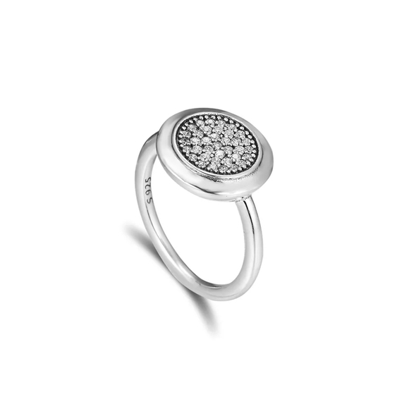 Pave Inlaid Diamond Circle Ring | 925 Sterling Silver - Picture 12 of 15